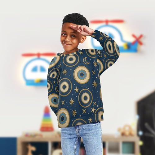 JUNZAN North African Evil Eye Navy Little Kids Hoodie Sweatshirt Crewneck Hoodie for Boys Camping 4T4