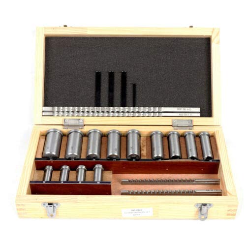 22 Piece Keyway Broach Kit Metric Size Metalworking Tool Bushing Spacer Set Bushing Metric Size 4mm B1, 5mmB1, 6mm C, 8mmC Broach with Tool Box, 13 Piece Bushing and 5 Piece Spacer Metalworking Tool