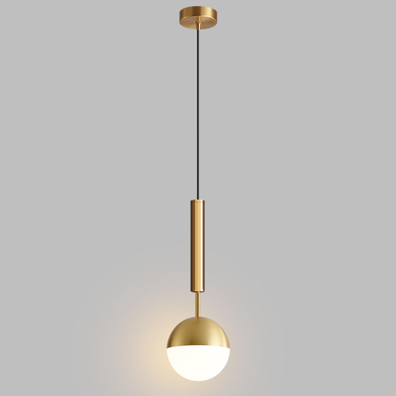 RSZCSMO Golden Iron Bedside Pendant Light High-Transparency Circular Glass Backdrop Wall Hanging Lamp Café, Bar Counter, Dining Table Lighting Fixture