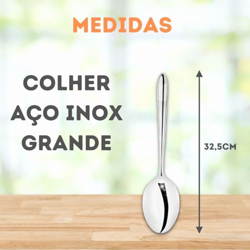 Jogo 4 Utensílios Cozinha INOX Colher Concha Escumadeira Pegador de Massa