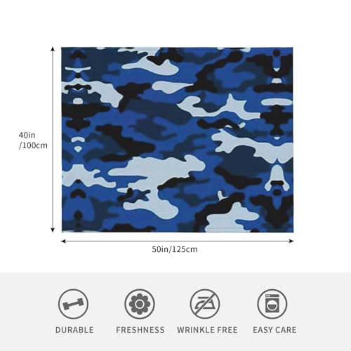 Couverture douillette haut de gamme camouflage bleu en format compact nomade - 6