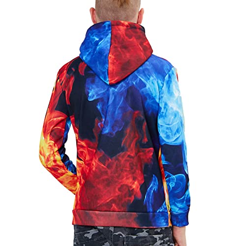 Unicomidea Boys Novelty Hoodies 3D Smoke Fire Hoodie Pullover Sweatshirts Cool Ice Pull On Hoody Kids Hoodies Fashion Long Sleeve Hooded Pullover Sweatshirts For Outdoor Activity 12-14 Years Girls #TOP3