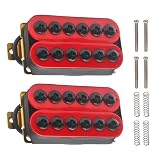 SAPHUE Adjustable Metal Double Coil Electric Guitar Pickups Humbucker Punk Neck/Bridge Pickup (Red)