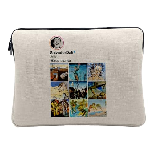 Housse ordinateur aspect lin Salvador Dali pour pochette PC portable 10 pouces