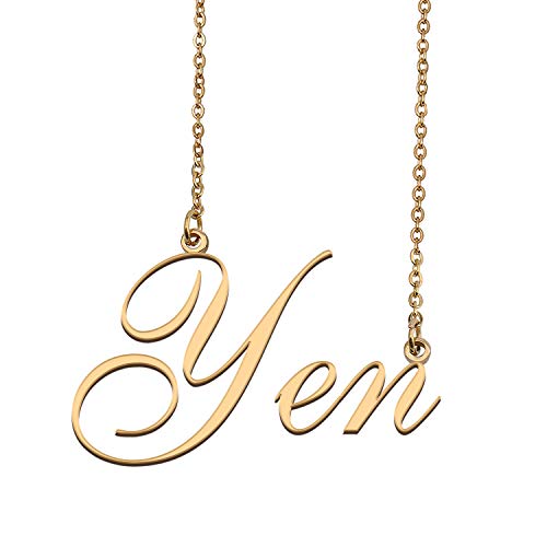 HUAN XUN Custom Personalized Name Necklace in Golden Silver for Women Yen