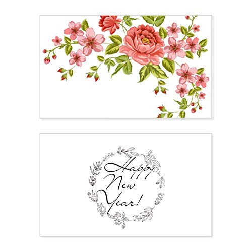 Tarjeta conmemorativa de año nuevo con diseño floral de rosas rojas y acabado de alta calidad