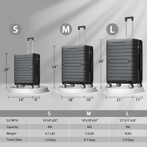 3-piece spinner luggage set lightweight 20/24/28 inch abs hard shell suitcases with tsa lock2