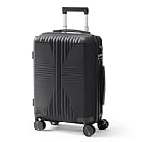20'' Carry on Luggage with Spinner Wheel, Non TSA Lock, Lightweight PP Hardside Suitcase, Black
