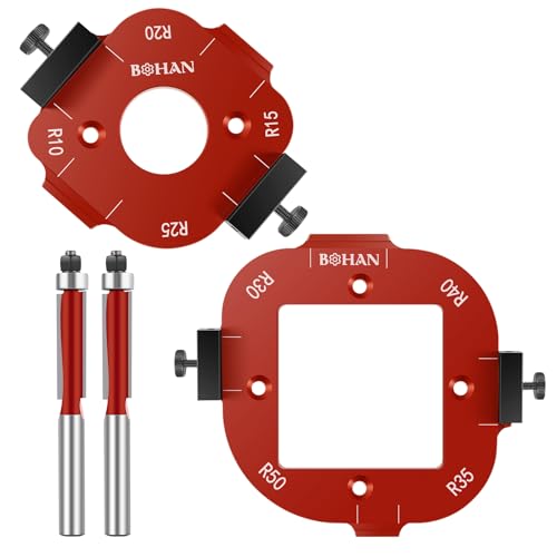PTMTFYL 2 peças de modelo de raio de canto redondo, modelo de roteador gabarito de raio com cortador