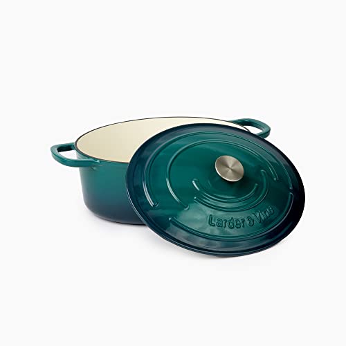 Larder & Vine Enameled Cast Iron Dutch Oven With Lid - Nonstick, Oversized Handles, Dome Lid, Oval Dutch Oven For Bread Making - 8Qt/7.5L - (Bondi) #TOP2