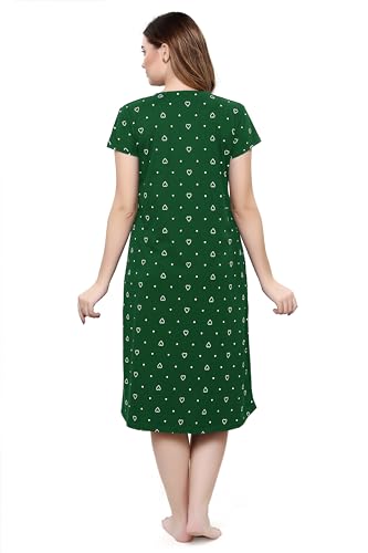 Image of TIGYWIGY Women's Cotton Printed Knee Length Maternity /Feeding /Nursing Nighty (Medium, Olive1)