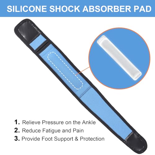 Achilles Tendonitis Brace, 1Pcs Adjustable Achilles Ankle Strap for Men Women, Blue Ankle Brace with Silicone Pad for Achilles Pain, Running, Cycling, Hiking, Sports