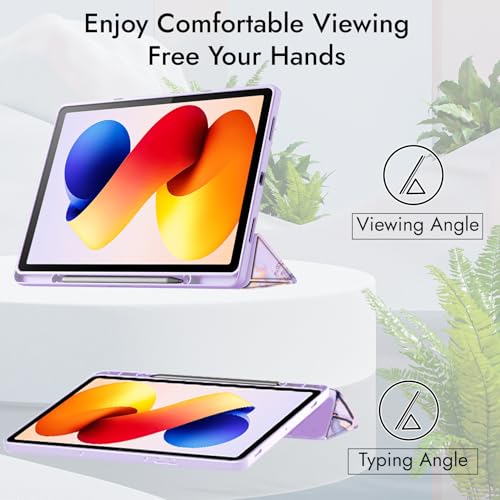 Image of Robustrion Cover for Redmi Pad 2 Pro 12.1 inch Cover Case with [Pencil Holder], Hybrid Cover Case for Redmi Pad 2 Pro Tablet Cover with Transparent Back [Auto Sleep Wake Support] - Marble Lilac