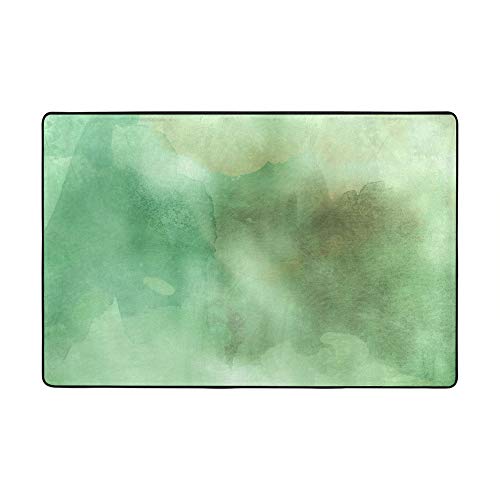 Tapis aquarelle vert Ruchen en velours corail isolant pour réchauffer votre chambre