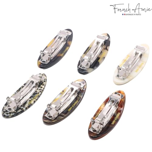 Miniconjunto oval francês Amie de 6 ônix prata cinza ópera Tóquio branco âmbar marrom marfim marfim