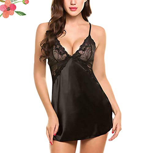 KESYOO Lingerie Feminina Com Decote Em V Pijamas de Cetim Pijamas de Renda Mini Teddy Profundo V Sut