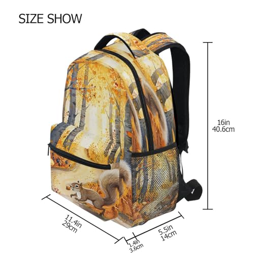 Squirrel Mushroom Backpack for School Boys Girls Adults Kids Bookbag Laptop Bag 15L4