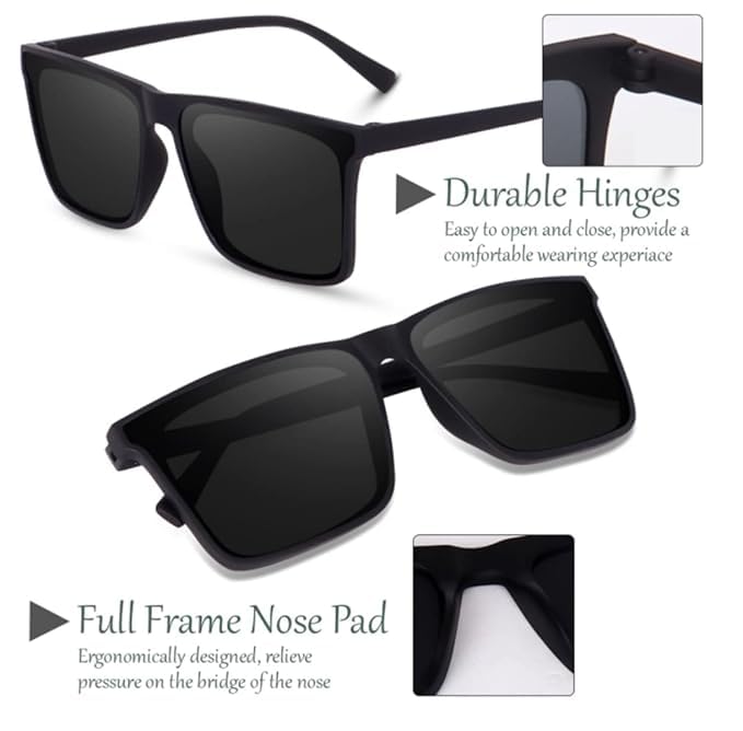 Image of Unisex Stylish Round Sunglasses | TAC Polarized Lens | 100% UV Protection | Men & Women Driving Bikes, Outdoor Sports, Hiking & Travel Eyewear (black sunglass)