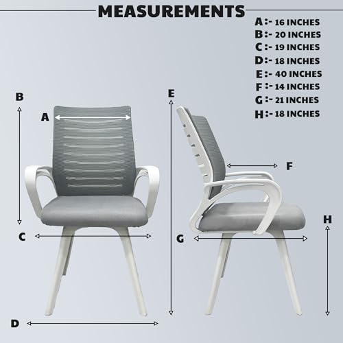 Image of MRC Boom Mesh Mid-Back Fixed Ergonomic Office Chair| Visitor Chair| Study Chair |Computer Chair | Work from Home (White & Grey)