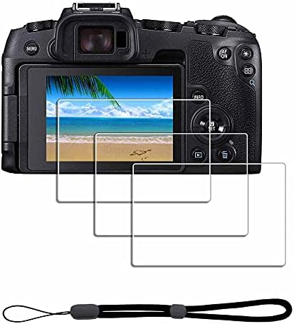 Screen Protector for Canon EOS RP + Hand Lanyard [3+1 Pack] iDaPro Tempered Glass Easy Installation