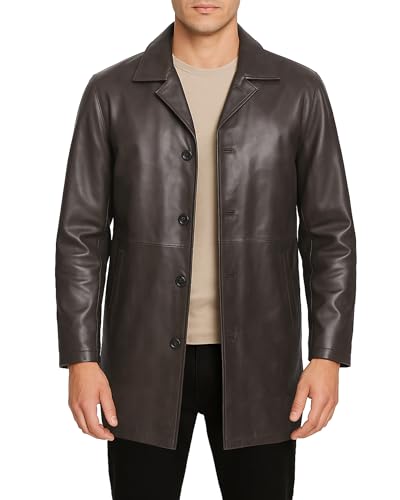 Image of Decrum Disc Leather Coat for Men - Mens Leather Jacket | [1500037] Supr Dstresed Brwn, XXXL