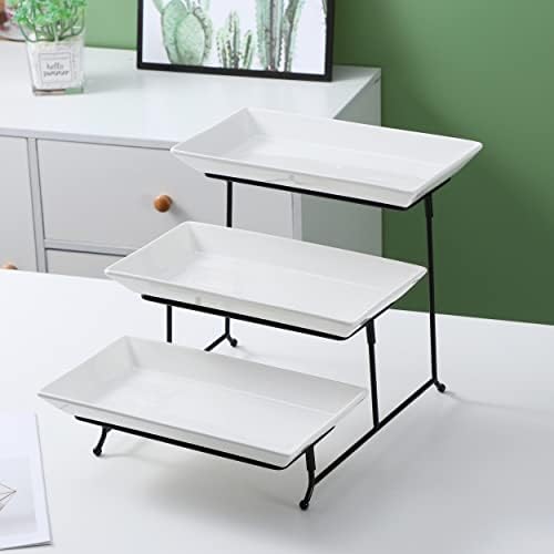 Vencier 3 Tier Serving Platter Set Serving Tray Set Three Tier Food Display Dessert & Cake Display Party Food Tray Set