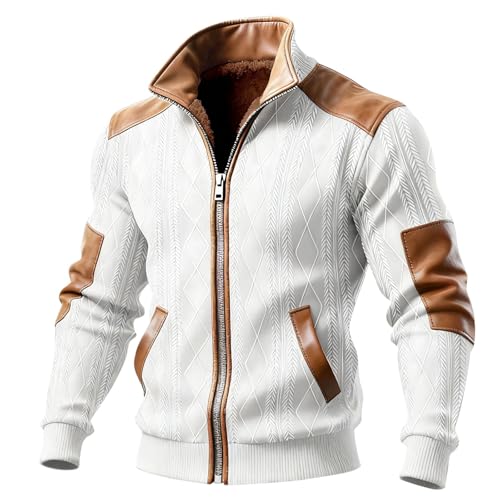 Chaqueta con cremallera y forro polar texturizado para hombre en estilo urbano casual