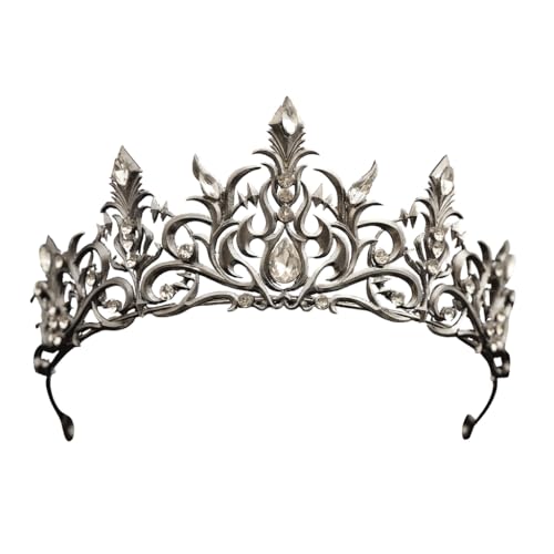 Black White Gothic Crystal Crown for Women, High-Contrast Baroque Rhinestone Tiara, Alternative Fashion Headpiece for Adult Cosplay, Prom Party, Evening Events & Creative Photoshoots