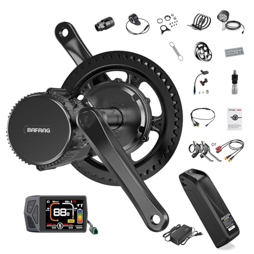 BAFANG Mittelmotor 250W BBS01B CAN Vesion Elektrofahrrad Umbausatz mit EKD01 Mehrsprachig Ebike Display Inklusive 36V15,6Ah Ebike Batterie, für 68mm Tretlager Mountainbike, Rennrad, Pendlerfahrrad