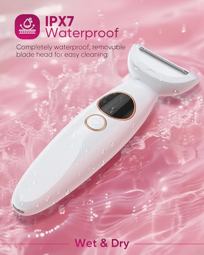 Image of 3 in 1 Bikini Trimmer for Women, Electric Razors for Women with Display, Painless Bikini Trimmer, USB Charging, Electric Shaver for Woman,Shaver for Woman for Face, IPX7 Waterproof,White