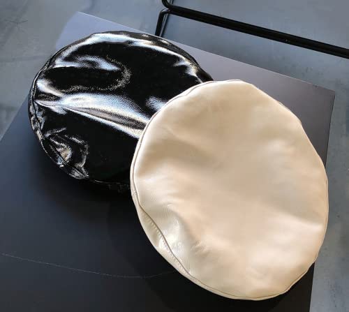 Mingseecess Women Pu Leather Beret Beanie Cap French Style Winter Hat With Adjustable Strap White #TOP2