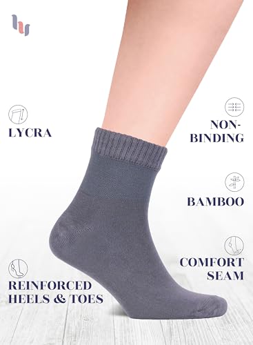 Hugh Ugoli Diabetic Socks for Men, Loose Ankle Socks, Bamboo, Extra-Wide, Thin, Seamless Toe, Non-Binding Top, 4 or 8 Pairs2