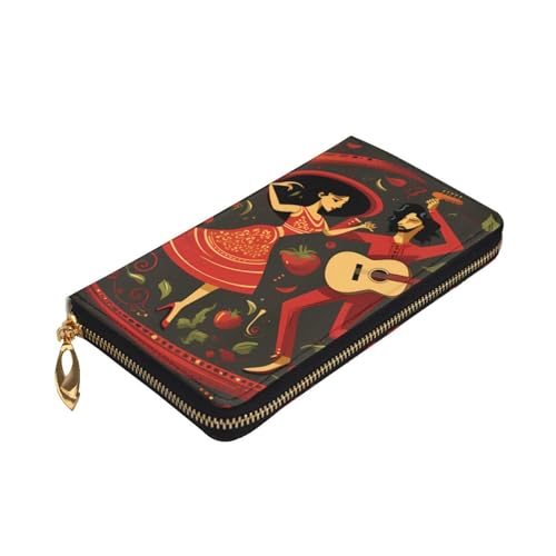 Leather Wallet - Stylish and Durable Wallet for Women with Multiple Compartments and Zipper Design mexican salsa symbols Picture3