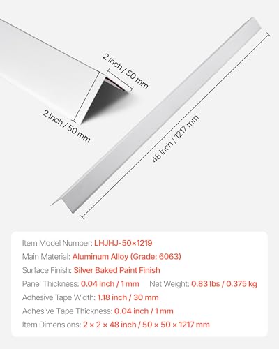 Cornière protection d'angle murale VEVOR en alliage d'aluminium 90° - 8