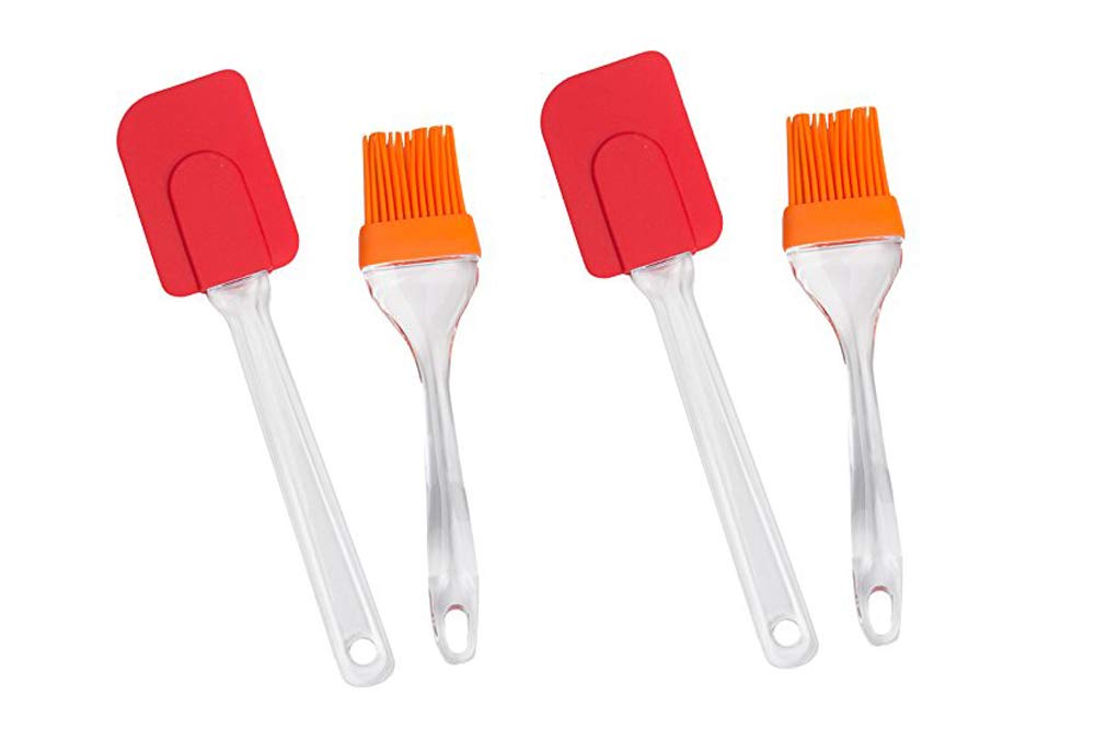 Eastern Club Spatula and Pastry Brush Set, Oil Brush for Cooking, Silicon Brush for Kitchen (Set of 4) (Assorted Color)