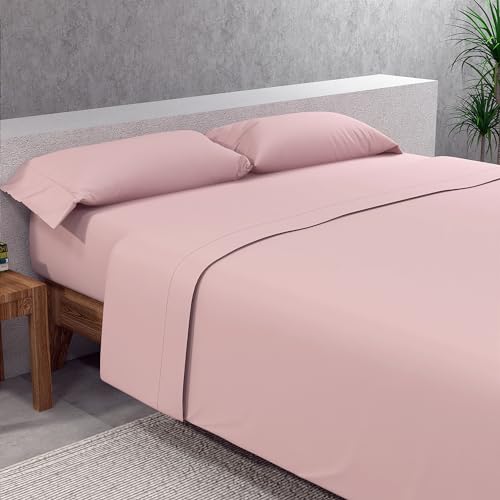 SOMNI HOME Juegos de Sabana 90x190/200 cm Juegos de Sabanas Calidad Extra Microfibra Todo el Año. Sábanas Lisas Encimera Bajera y Funda Almohada. Cama 90 x 190 Color Rosa