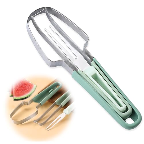 Cortador de Sandia, Cortador de Frutas 3 en 1 de Acero Inoxidable, Cortador de Melón, Corta Sandia y Melones, Cortador Fruta, Kitchen Gadgets Corta Sandia y Melones para Acampar en Fiestas