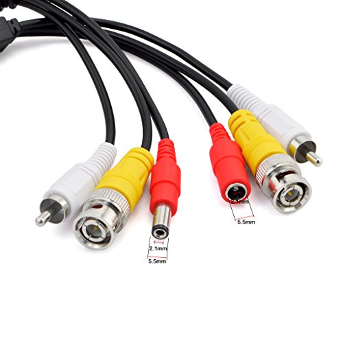 Ikkegol 16Ft 5M Pre-Made All-In-One Video Audio 12V Power Dvr Surveillance Security Cctv Camera Rca Bnc Cable Extension Cord Lead #TOP1
