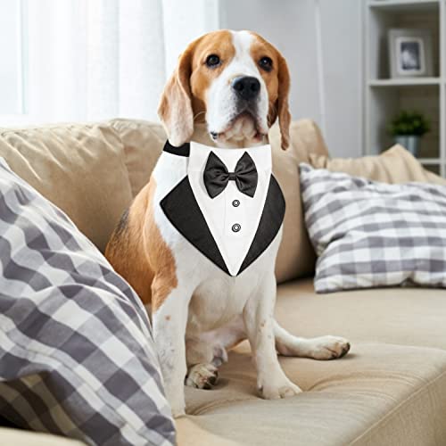 Hund Smoking Bandana Halsband, Formale Hochzeit Party Hund Hochzeit Bandana，Verstellbar Krawatte Haustier Anzug Fliege Bandana für Hochzeit Geburtstag Kostüme (L)