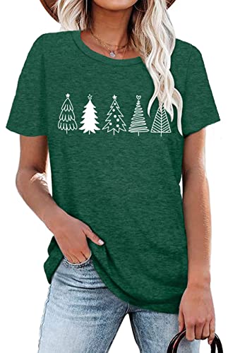 Pechar Christmas Tree Shirts For Women Christmas Tshirts Xmas Short Sleeve Graphic Tees Casual Holiday Shirt Tops thumb #1