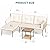 YITAHOME Patio Furniture Set, 3-Piece Outdoor Wicker Conversation Sectional L-Shaped Sofa with 4 Seater for Backyard, Porch, Boho Detachable Lounger with Cushions and Coffee Table - Beige