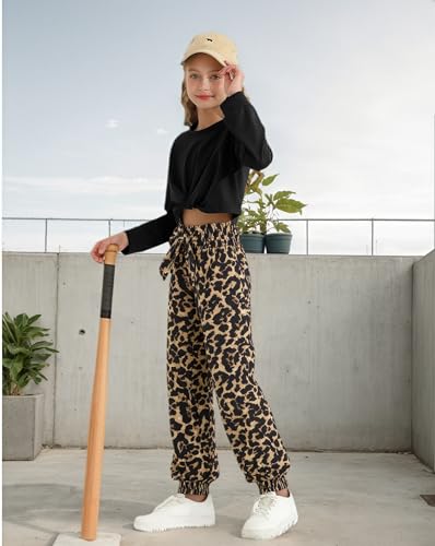 Girls 2 Piece Outfits Long Sleeve Twist Front Shirts and Camo Pants Sets for Fall Winter Sweatsuits Size 5-14Y4