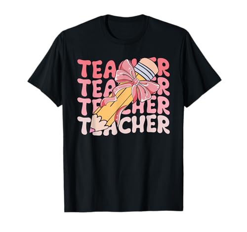 Cute Teacher Pencil Coquette Bow Back To School Teacher Life T-Shirt