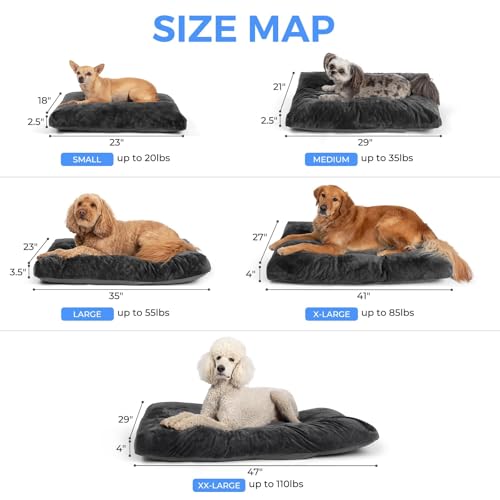 OhGeni 35 Inch Comfort Plush Dog Bed with Granular Foam Sponge Support - Removable Machine Washable Cover, Waterproof Lining, Non-Slip Bottom - Fits Extra Large, Large, Medium, Small Crates (Gray) - Thumbnail 6