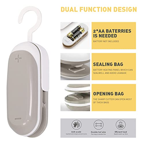 2Pack Mini Bag Sealer Heat Seal Battery Operated With Cutter 2 In 1 Chip Sealer Tool Handheld Heat Sealers Portable Vacuum For Plastic Bags Food Storage #TOP1
