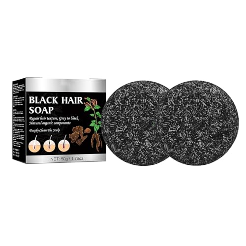 Jabón En Barra Para Cubrir Canas | Pack De 2 Solid Shampoo Bar | Champú Oscurecedor De Canas | Champú Sólido Anticaída Para El Crecimiento Del Cabello Jabón Para Nutrir El Cabello Barbas