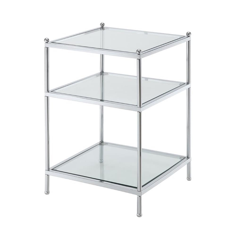 Convenience Concepts Royal Crest End Table, Chrome / Glass