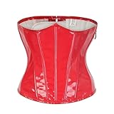 Générique Corsets en cuir sous la poitrine, bustiers PVC brillant à baleines plastique, basques gainantes, corsets amincissants pour Femme(Red,2XL)
