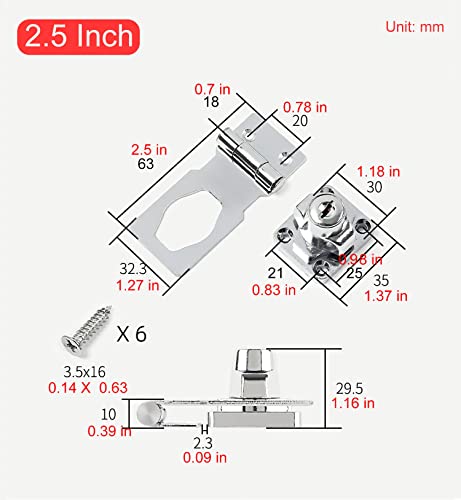 I-Easydww, Keyed Hasp Locks, 2.5 Inch, Twist Knob Keyed Locking Hasp, Cabinet Locks, Cabinet Locks With Keys, Silver, 4 Pack #TOP1