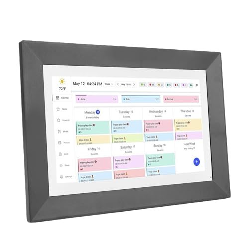 SENECESLI 10.1 Inch Smart Digital Calendar and Chore Chart, Full HD Touchscreen Interactive Display Smart Family Planner, Wall and Desk Mountable for Organizing Your 2025 Calendar (black)